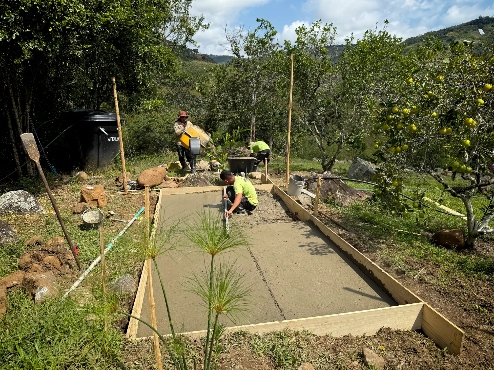 Prefab bamboo shade structure built at Hacienda Guadua Bamboo in Colombia