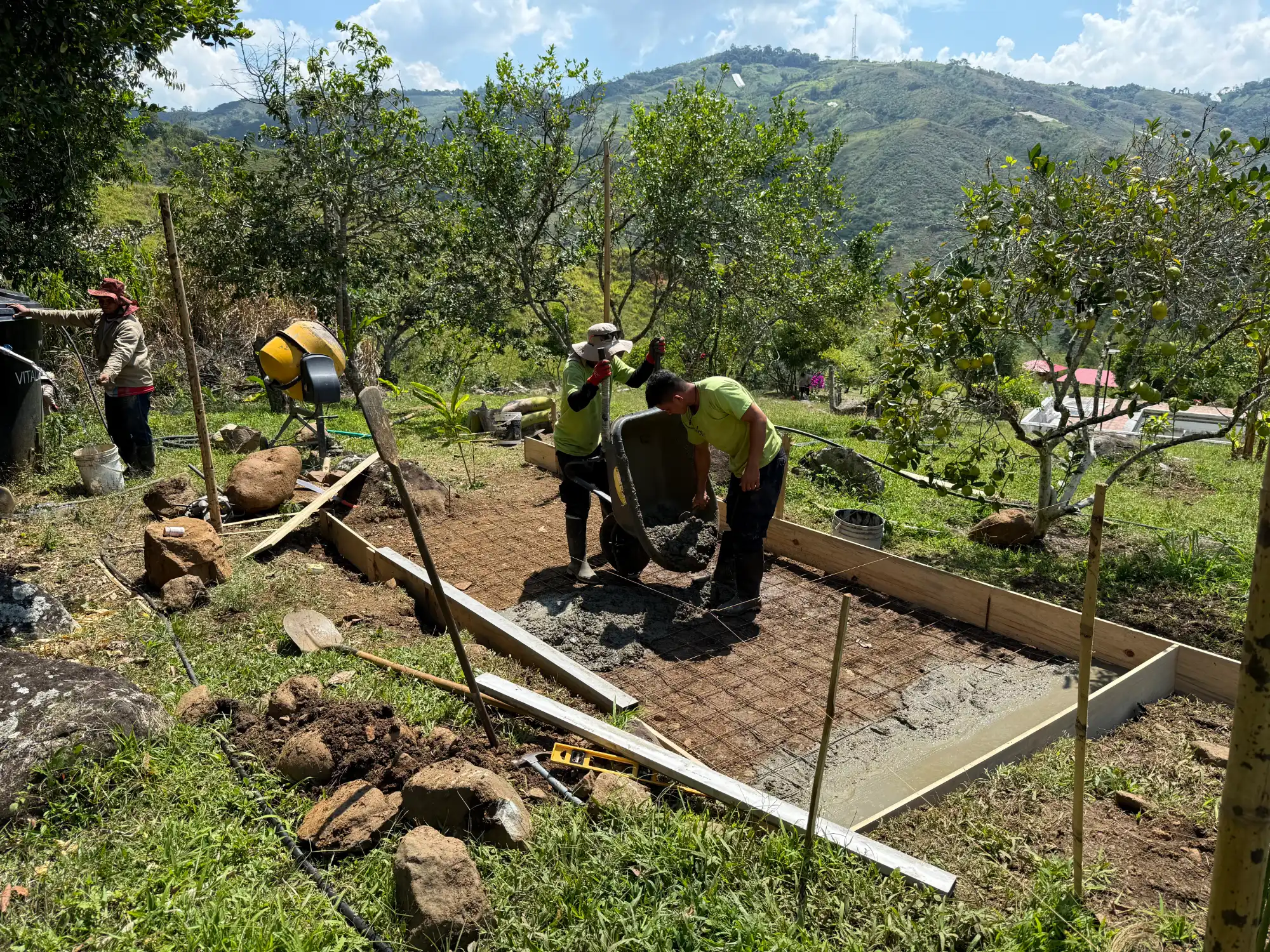 Prefab bamboo shade structure built at Hacienda Guadua Bamboo in Colombia