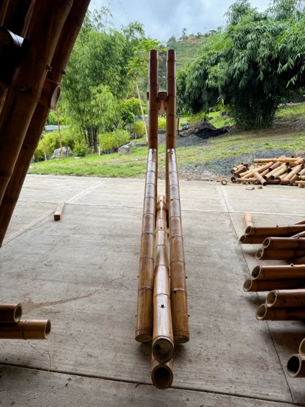 Building prefabricated bamboo structure inside our production facility